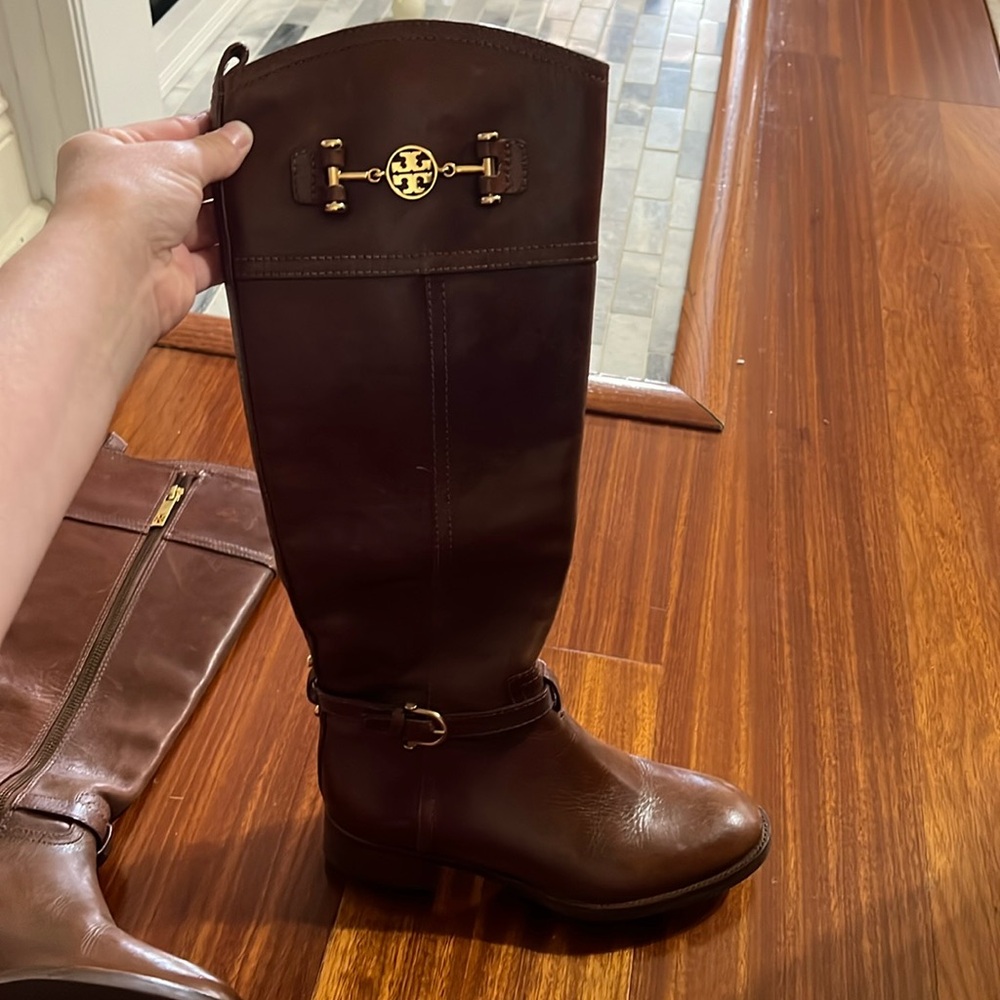 Tory burch brown leather riding boots size 5 1/2